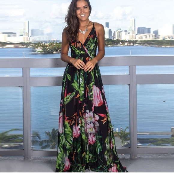 Women Ladies Boho Floral Maxi Dress Cocktail Party Evening Summer Beach Sundress - Picture 1 of 3